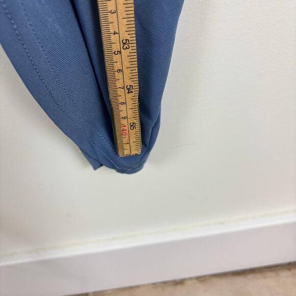 Zack Tall High Leg Slit Dress Asymmetrical Deep V Light Blue Wedding Guest 8 - Picture 10 of 11